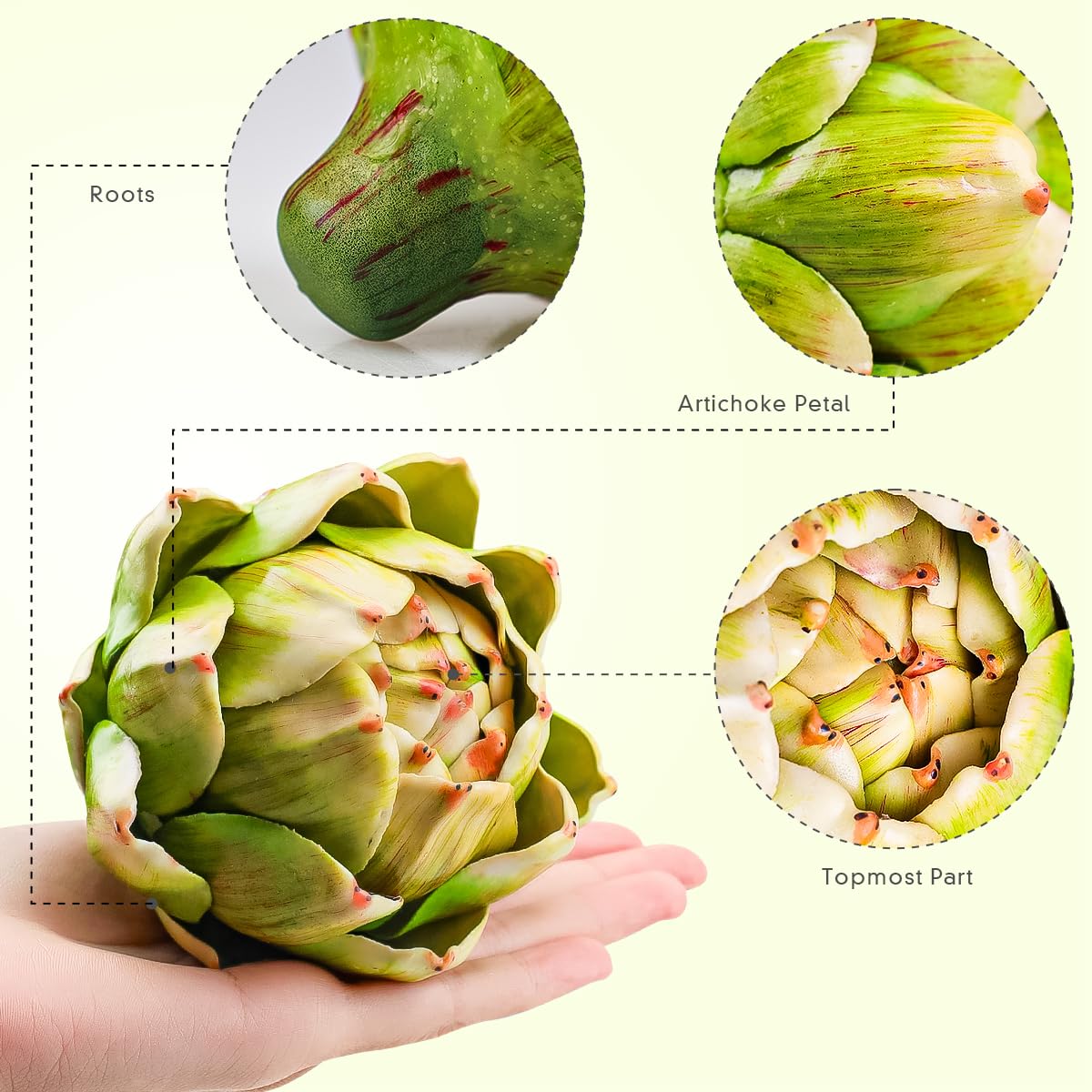 YHNHT Grote Kunstartisjok, Groene Faux Artisjokken Nep Groenten en Fruit voor Home Decor Keuken Decoraties, 7cm* 9cm