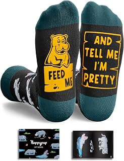HAPPYPOP Funny Socks for Men Women - Cat Dinosaur Raccoon Gifts, Shark Bear Pig Dragon Socks