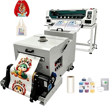 A1 60cm DTF Printer with Shaking Dryer, Dual XP600 Head Built-in Automatic Cleaning,4 Times Faster Than L1800 1390, for Clothes Wait Print 5 * 1000ml Dtf Ink 1kg Powder 1 Roll Film