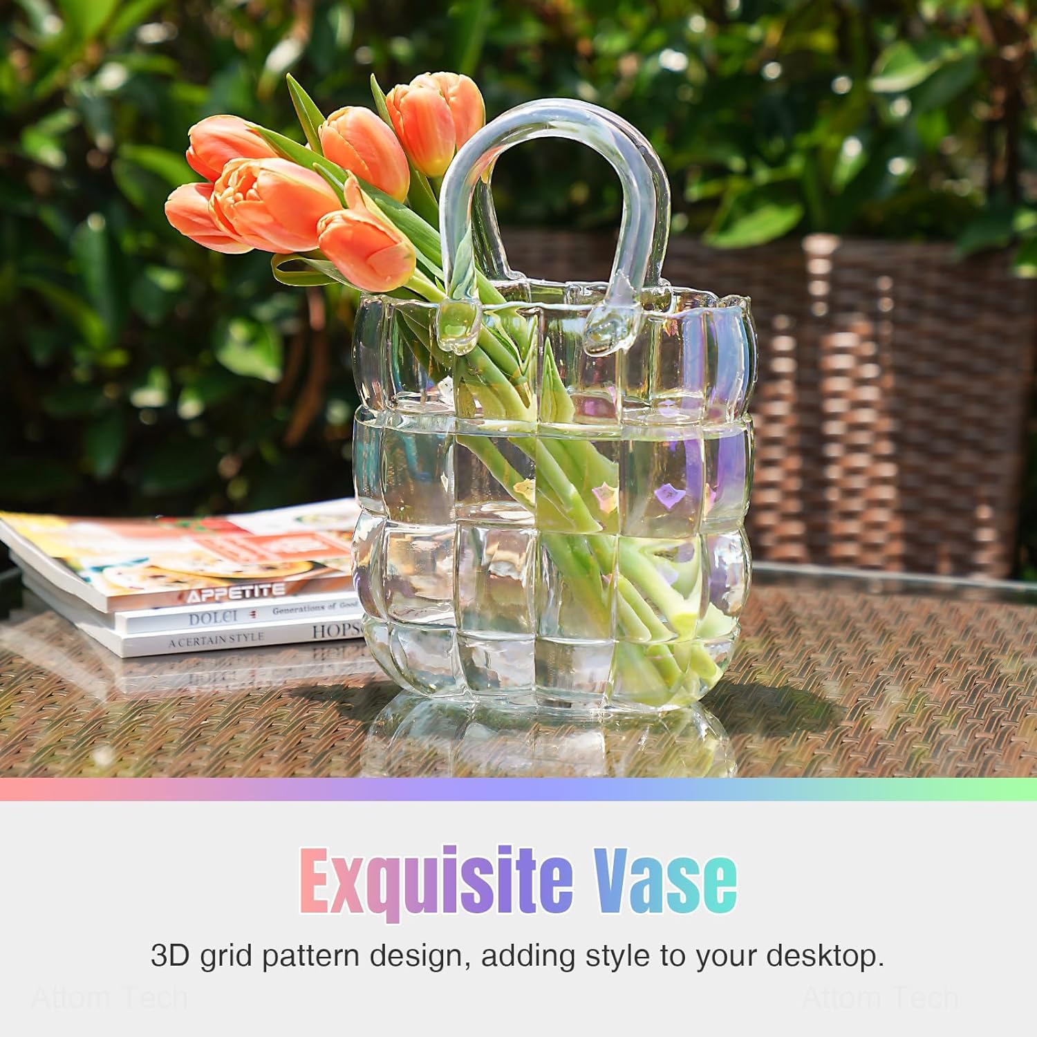 Glass Flower Vase for Decoration (Colourful), Colorful - Image 3