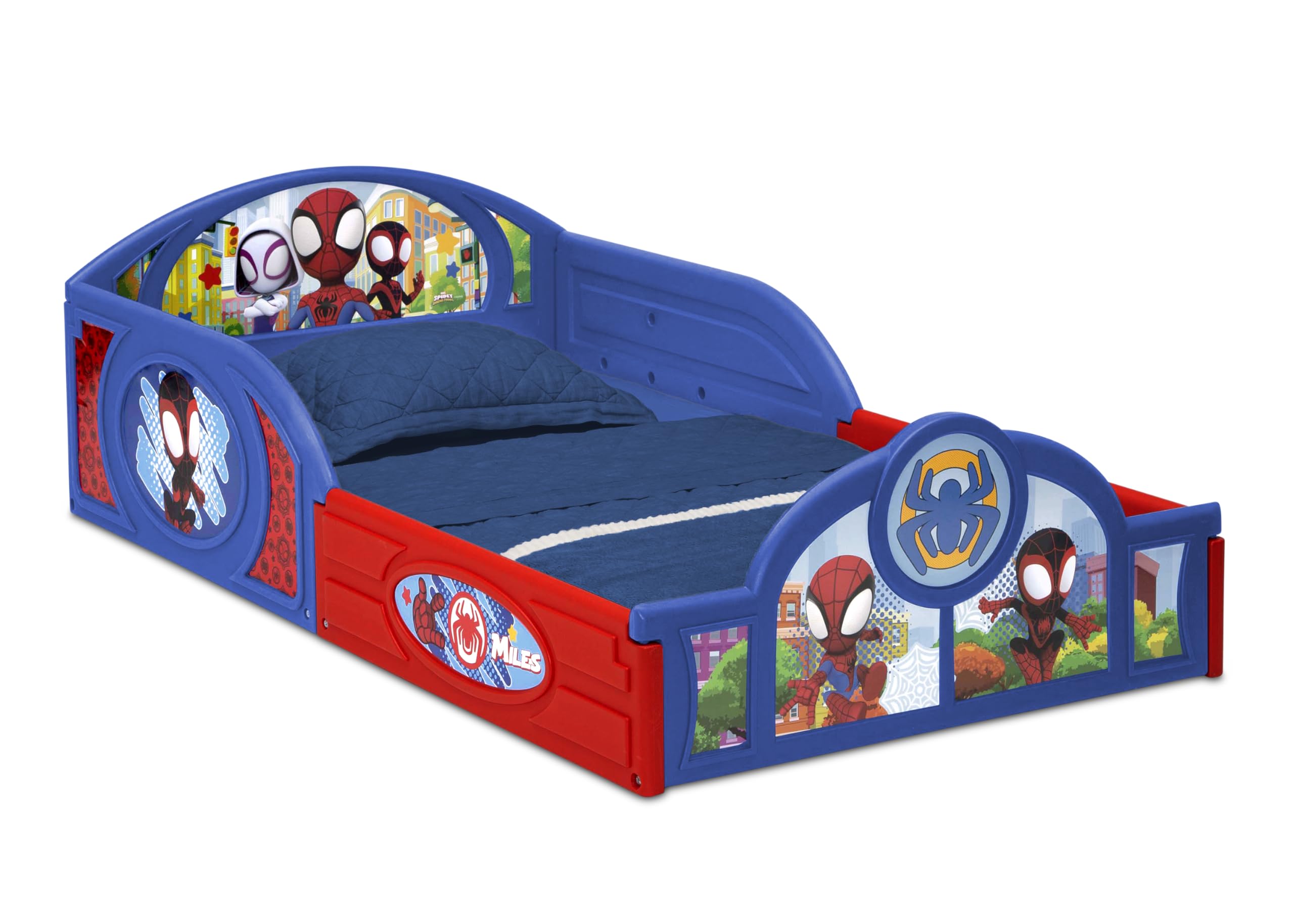 Delta Children Toddler Bed with Guardrails, Spidey Kids Bed for Boys Girls