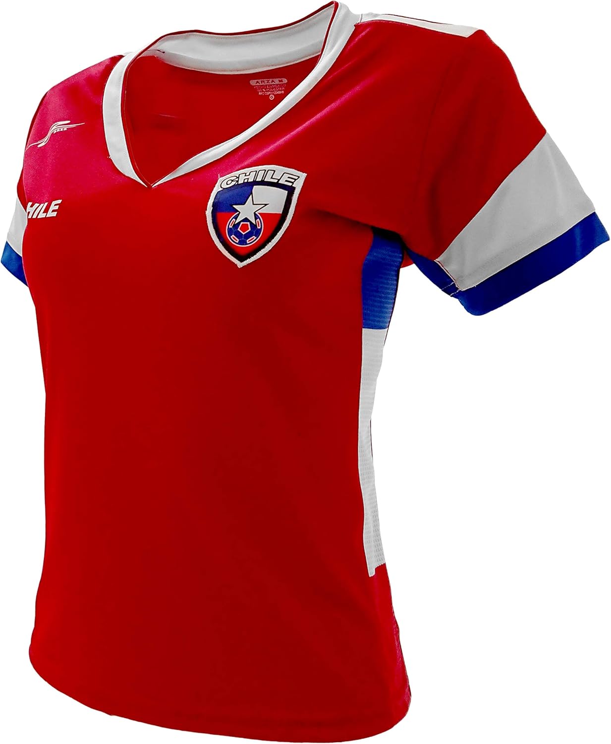 ARZA Women’s Chile Soccer Jersey - Red Slim Fit V-Neck, 100% Polyester - Image 3
