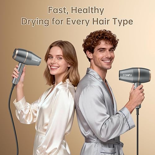Miniatura 8 de CONFU Secador de pelo profesional  1875 vatios potente secador de pelo rápido para mujeres y hombres  Secador de pelo iónico de salón con difusor