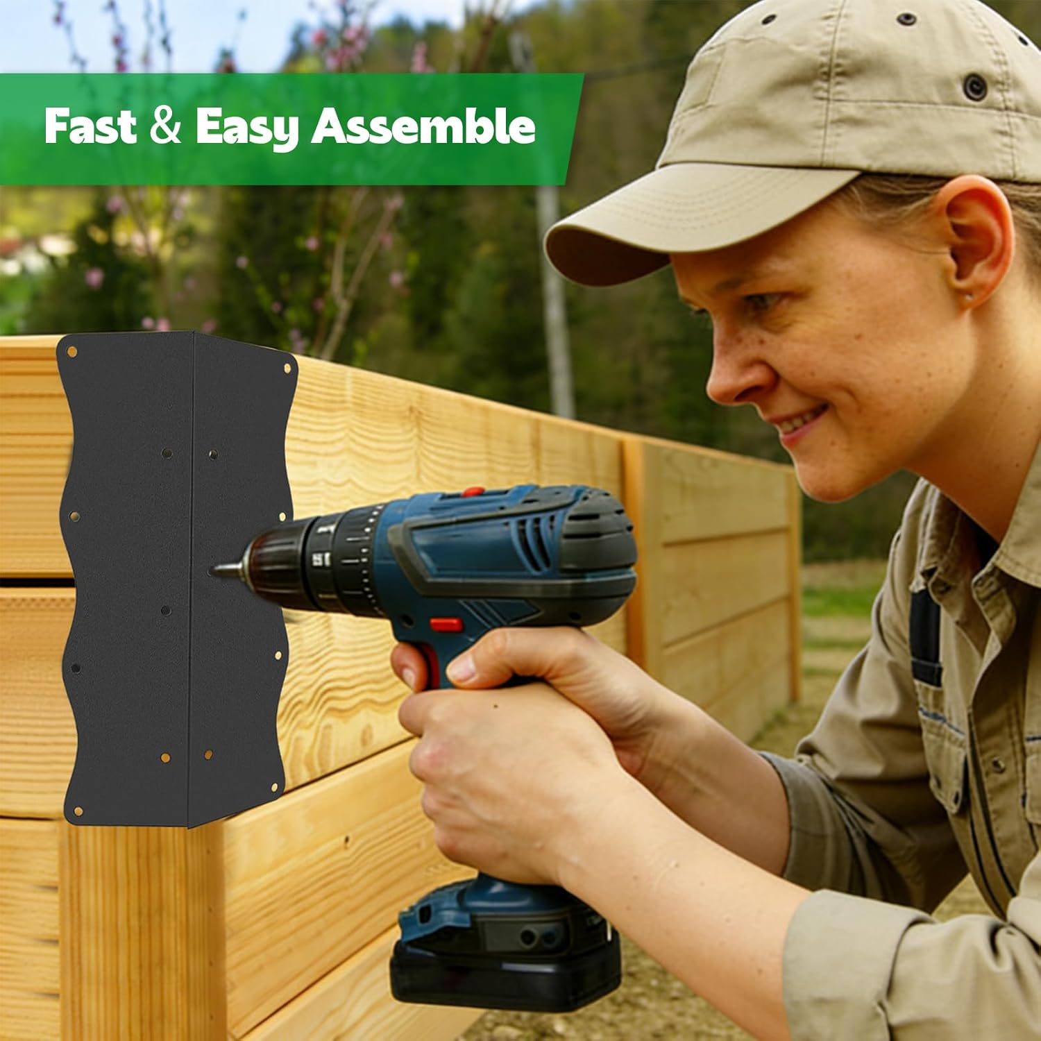 HLOGREE 8 Pcs Raised Garden Bed Corner Brackets Heavy Duty Metal Raised Bed Corners and Connectors for Wood(11"x3"x3"), Brown L-Shape Wavy Connectors with Screws, fits for 20"-24" Raised Beds (Black)