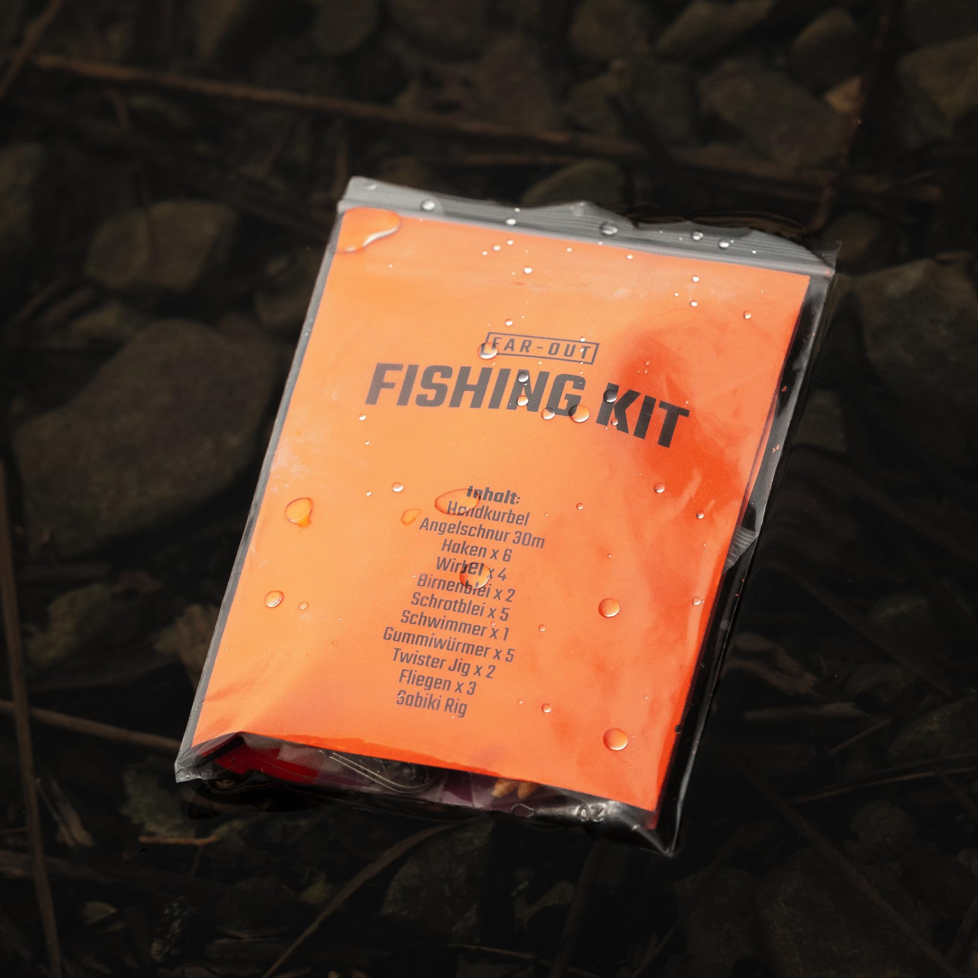 FAR-OUT Survival Angelset - Outdoor Bushcraft Mini Fishing Kit - Kompaktes Überlebens Angel Kit