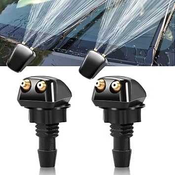2Pcs Car Windshield Washer Nozzles, Front Windscreen Washer Jet Nozzle for Car Windshield, Adjustable Wiper Nozzle Replacement Parts for Most Cars