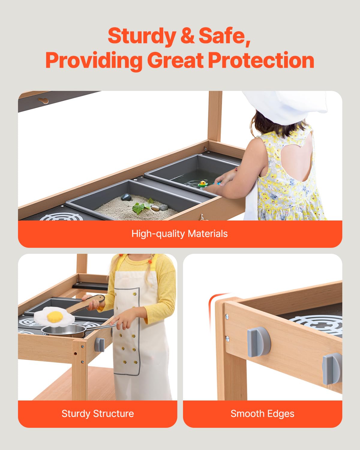 VEVOR Cucina di Fango per Bambini, Larghezza 1000 mm Set da Cucina Giocattolo in Legno con Accessori, Set da Gioco per Negozio di Alimentari all'Aperto, Cucina Gioco per Bambini con Fornello e Lavello