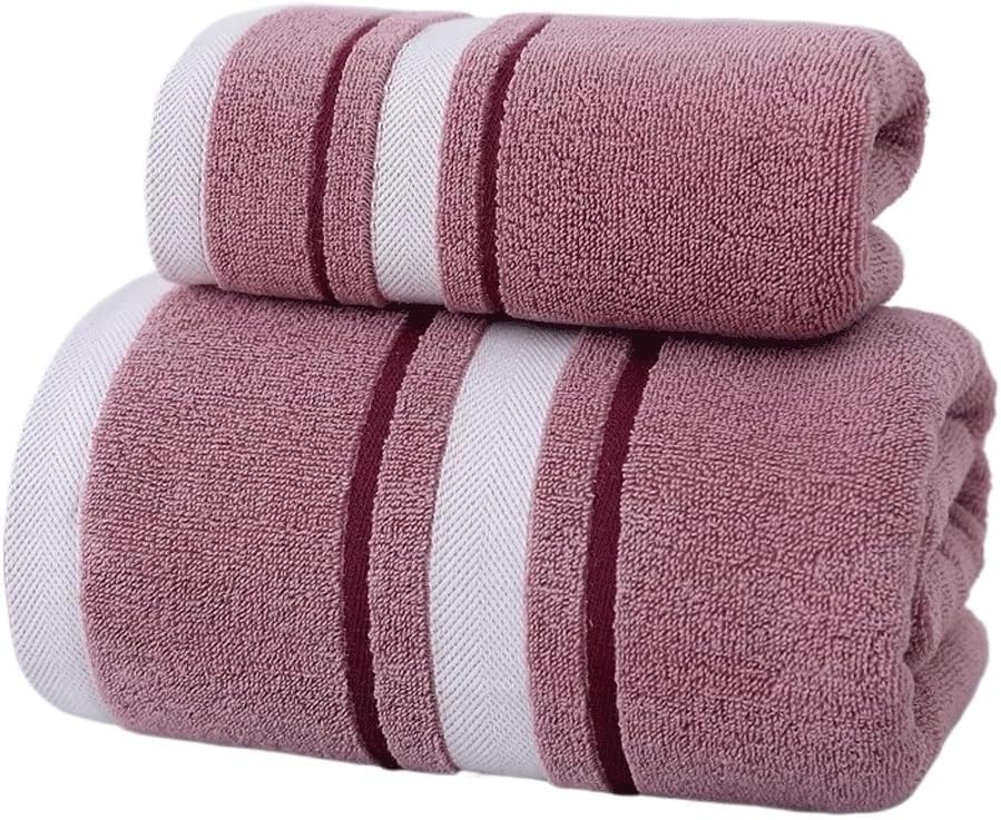 JSEIAJB Bath Towel Set 2 Sets 1 Bath Towel 1 Hand Towel Colorful Striped Design Cotton Absorbent Bath Towel(White-Patch Five-Pointed star4)