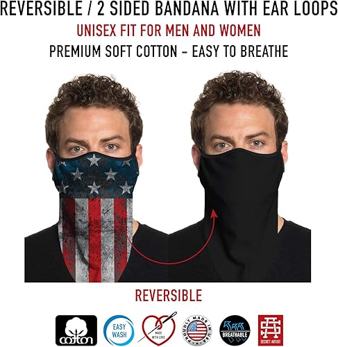 Miniatura 2 de Secret Artist Mascarilla facial con orejeras, bandana Bandana, mascarillas lavables. Máscara facial, bandana con orejeras. Mascarilla facial,