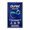 Durex Condom Prolong Natural Latex Condoms, 12 Count - Ultra Fine, Ribbed and Dotted with delay Lubricant, Regular Fit