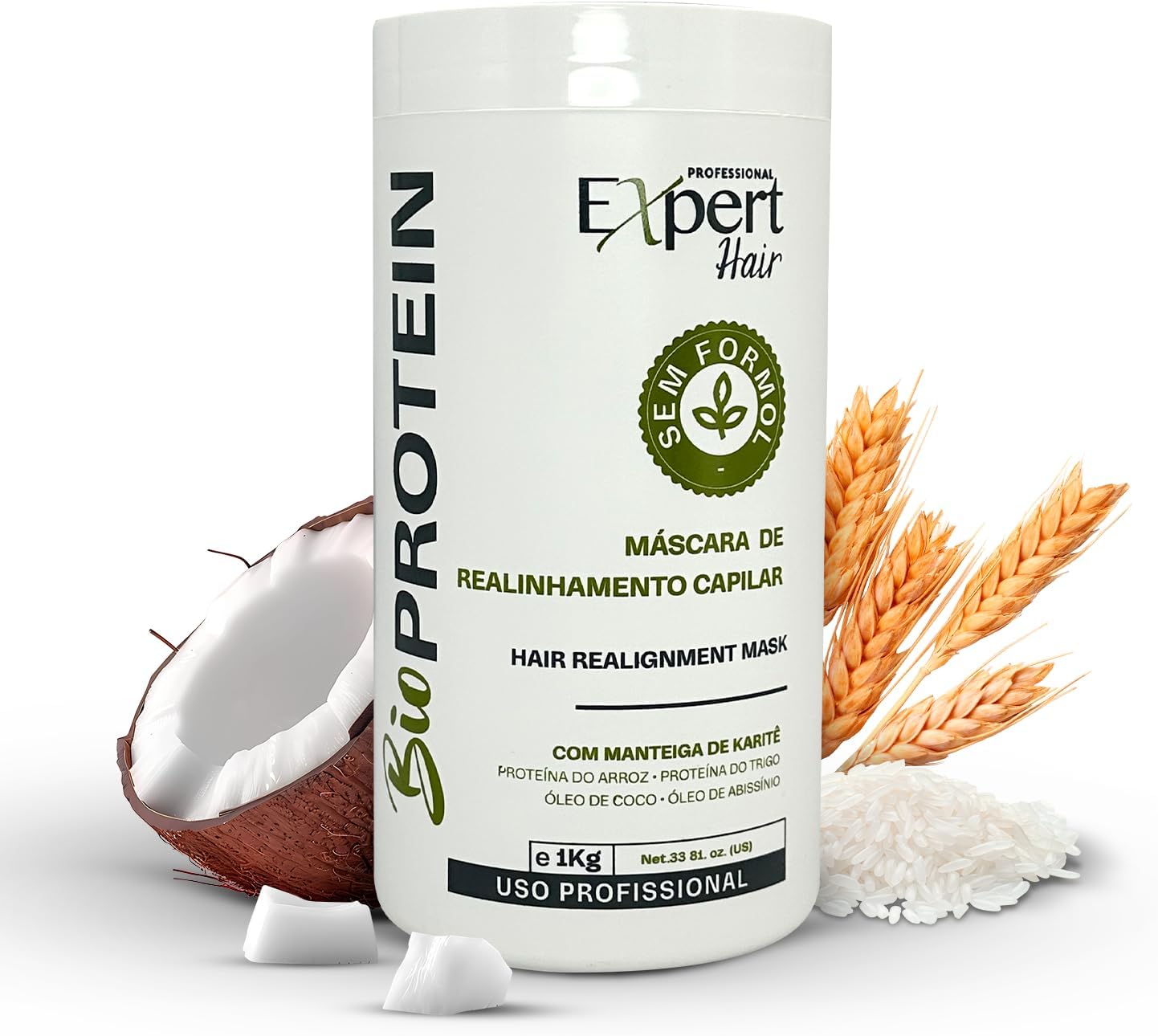 Expert Hair Bio Protein-Thermo-Active for Sleek & Smooth Effect- Brazilian formula used in salons- Capilar Para El Cabello (1kg/35.3 oz)