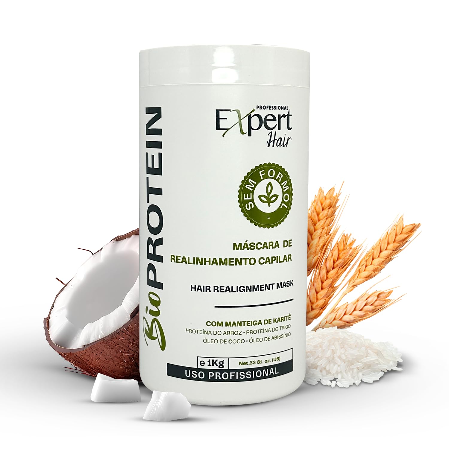 Bio Protein Hair Smoothing Treatment - Formaldehyde-Free Straightening, Anti-Frizz Keratin with Organic Keratin for Sleek , 1kg