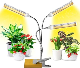 Grow Lights for Indoor Plants, Garpsen 315 LEDs Plant Lights White, Sunlike Full Spectrum LED Grow Lamp 3 Head Gooseneck Desk Plant Light with Auto ON/Off Timer for Seeding Seed Starting Succulents Herbs