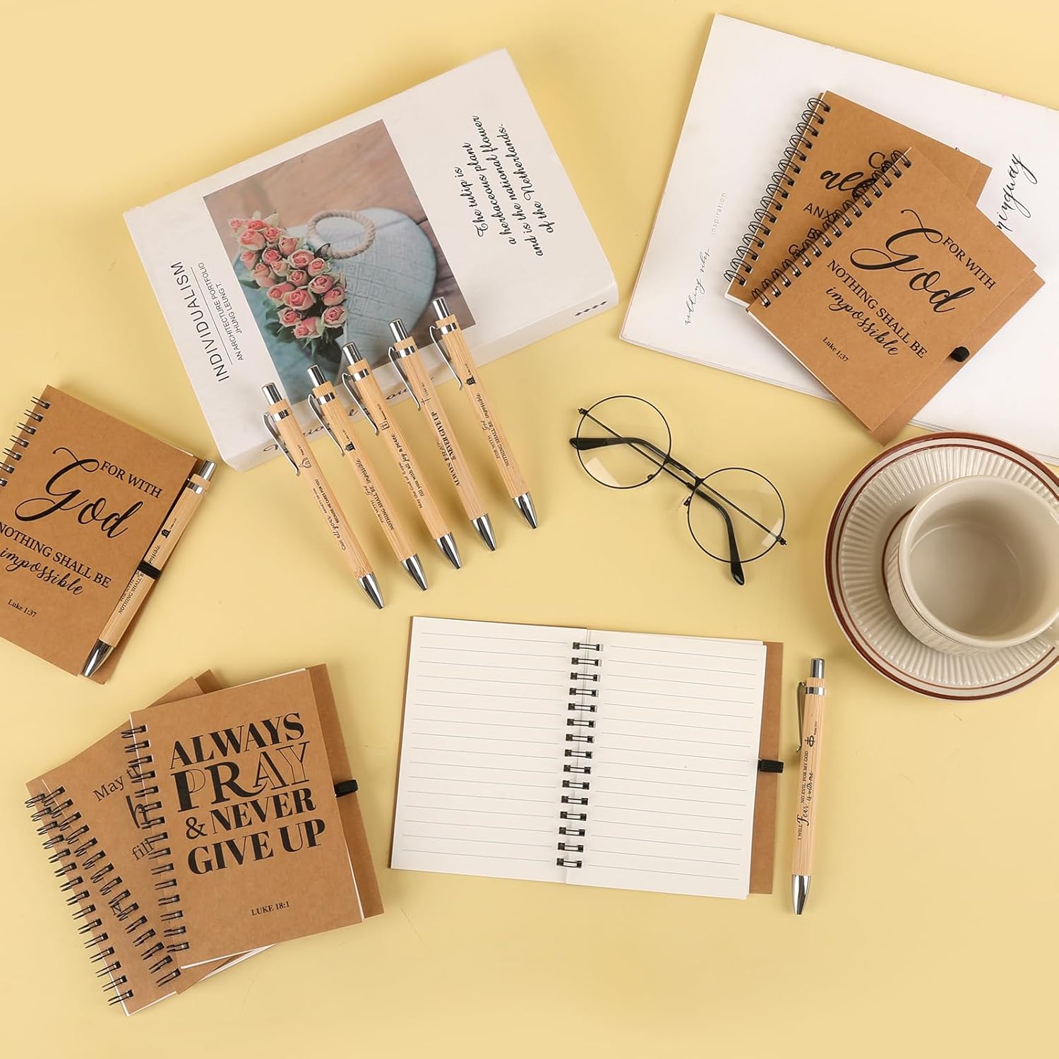 NEOACT 150 Pcs/50 Set Christian Gifts Bulk,Spiral Notebook with Bible Ballpoint Pen and Christian Bookmark,Prayer Journal Christmas Gifts for Staffs Coworkers Teachers Church Members & Pastor - Image 7