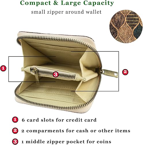 Miniatura 4 de boshiho Cartera de corcho vegano, diseño delgado de cremallera con tarjetero y bolsillo para monedas, regalo vegano ecológico