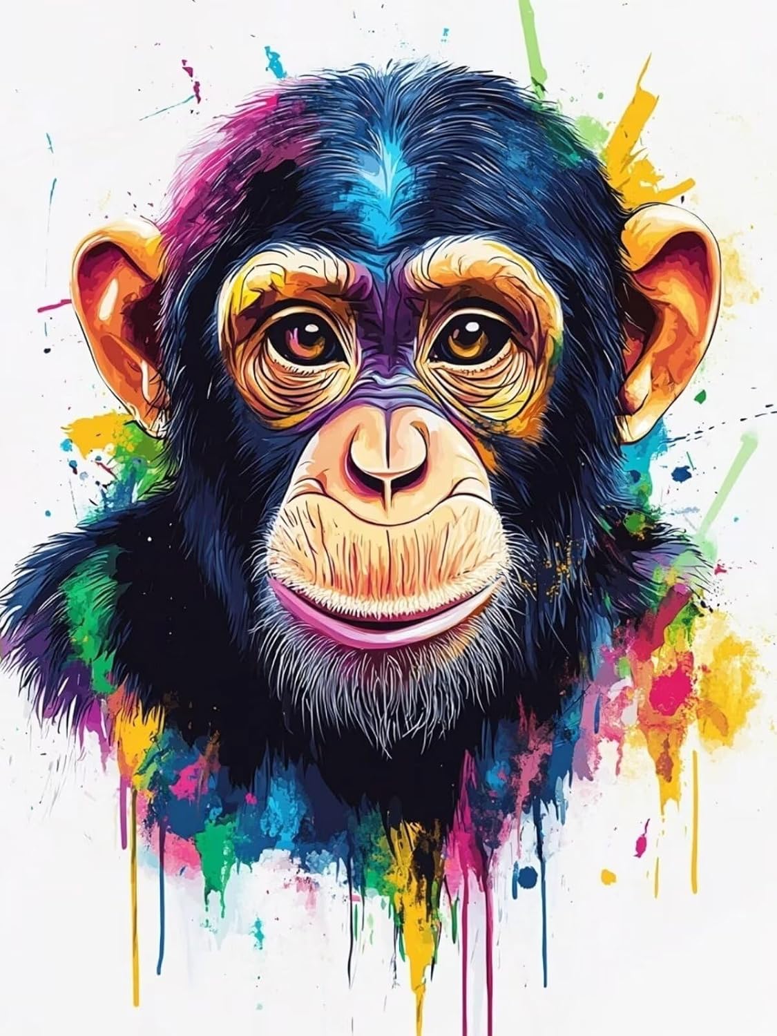 チンパンジー ペイントバイナンバーキット動物 Paint by Numbers 塗り絵 キット 大人 数字ぬりえ 大人用数字塗り絵キ