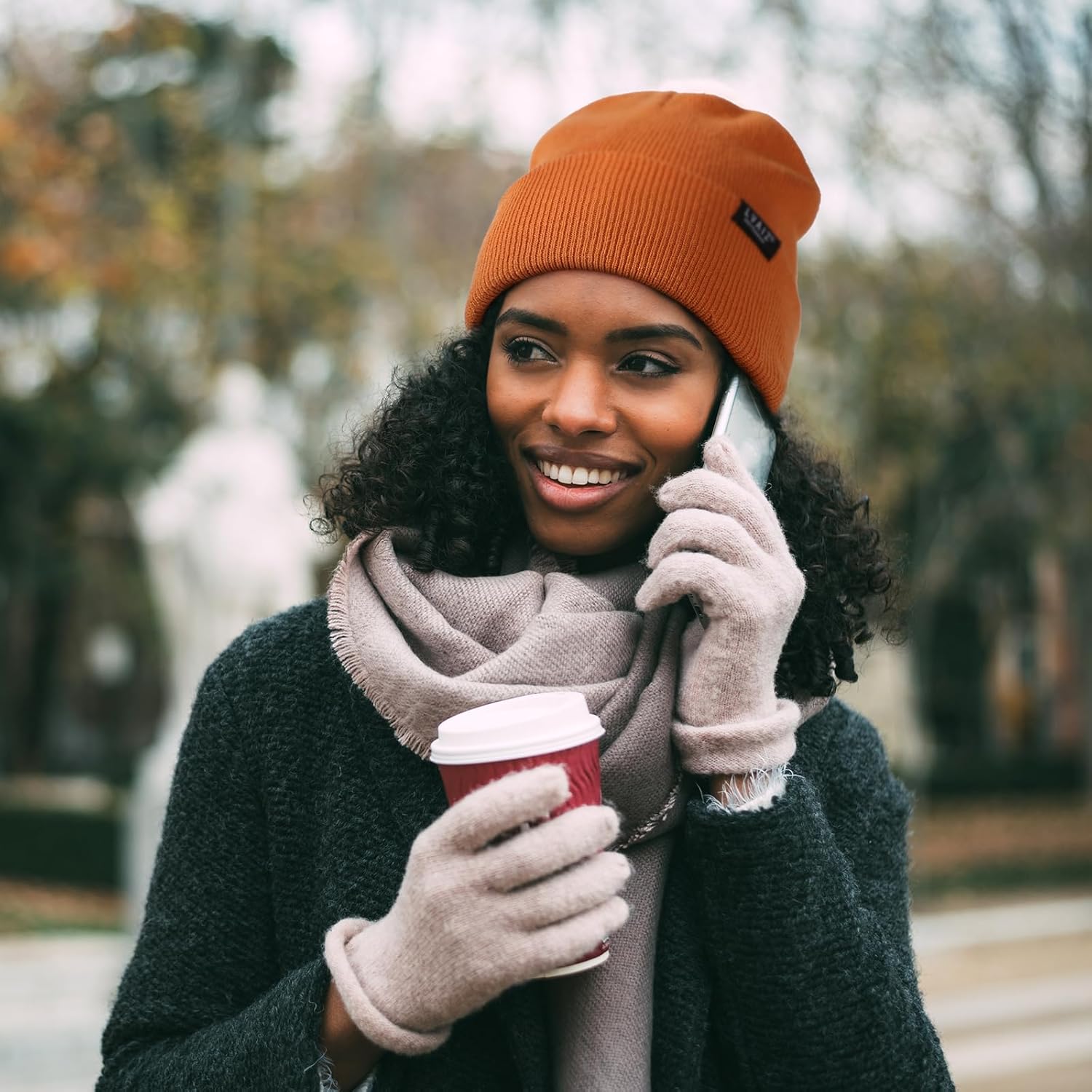 2 Pack Satin Lined Beanie Hats for Men Women Winter Warm Knitted Cuffed Silk Lined Slouchy Skull Cap - Image 6