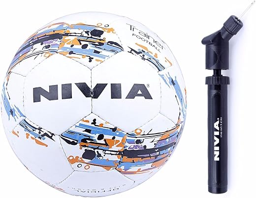 Nivia latex Trainer Football Combo Size 5, White and Nivia Double Action Ball Air Pump