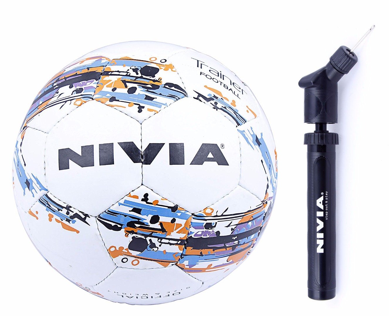 Nivia latex Trainer Football Combo Size 5, White and Nivia Double Action Ball Air Pump