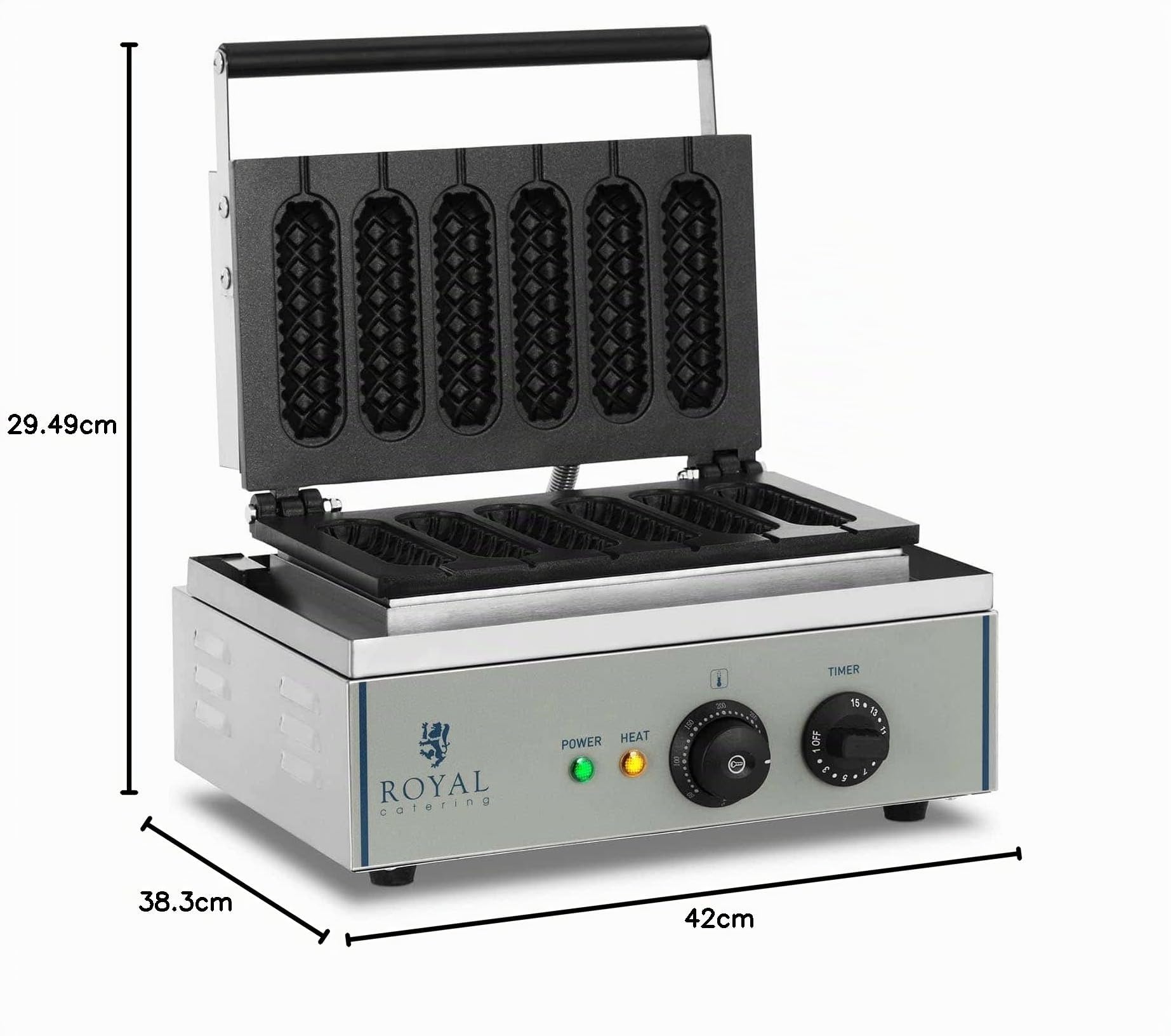 Royal Catering - RCWM-1500-S - Gofrera para Hacer corn dog - 1 x 1.500 Watt
