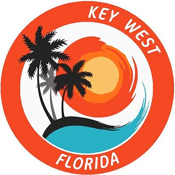 Key West, Florida Tropical Scene Decorative Car Truck Window Sticker Decal Vinyl Die-Cut Badge Emblem Vacation Souvenir Travel Gear Ocean Island Beach