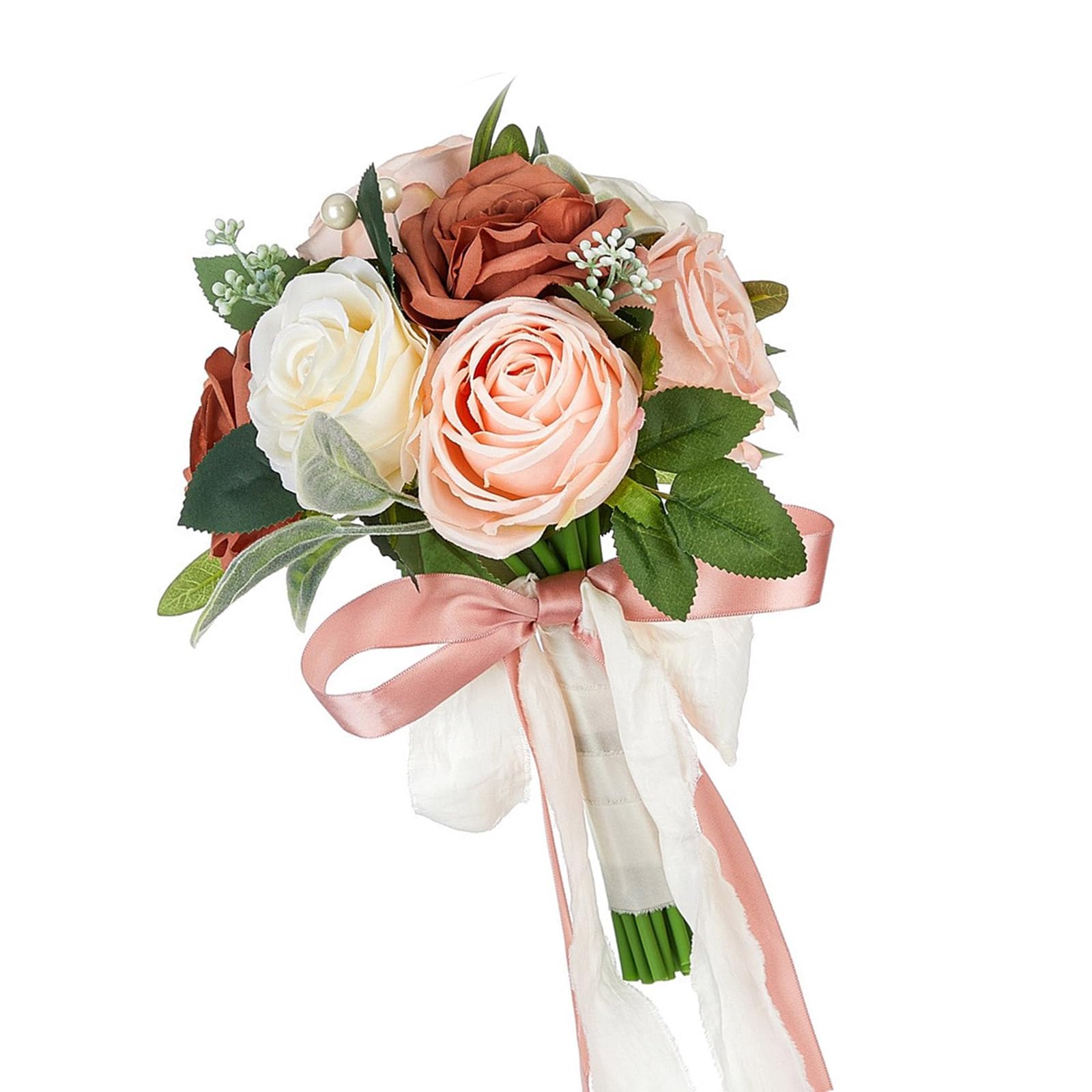 Hsioluted Handheld Artificial Rose Holding Flower for Bride and Bridesmaids Bridal Bouquet Elegant Wedding Supplies Wedding Bouquet