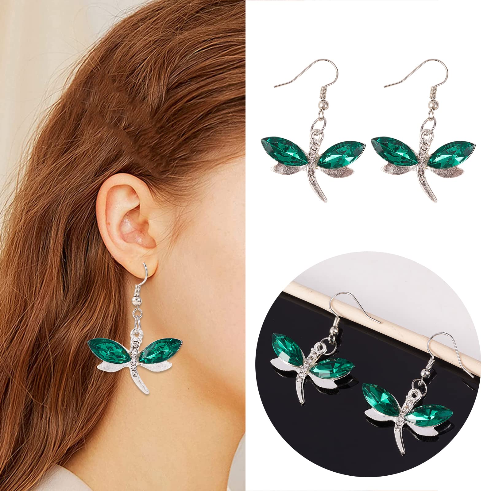 BEEFLYING 40 Piezas Dijes de aleación de libélula Diamantes de imitación cuelgan encantos Colgantes Imitación Libélulas para collares pulseras fabricación de joyas suministros para manualidades