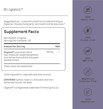 Quality of Life Oligonol Premium Anti Aging Supplement - Promotes Cardiovascular Health, Circulation & Youth, Includes Antioxidants - Lychee Fruit Extract - 30 Vegicaps