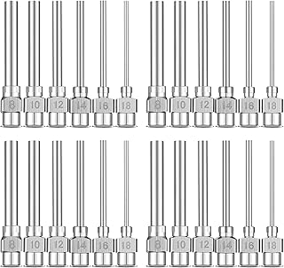 24 Pieces Dispensing Needle 1 Inch Stainless Steel Blunt Tip Luer Connector Stainless Steel Blunt Needles (8, 10, 12, 14, 16, 18 Gauge)