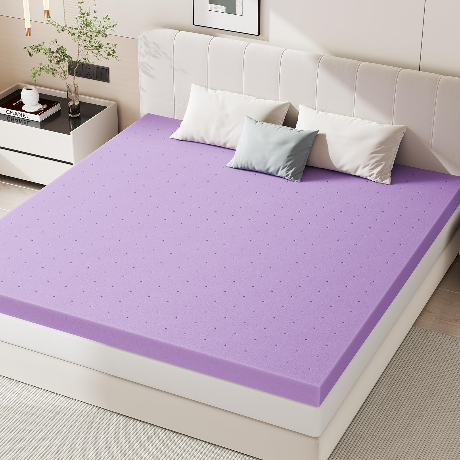 Sweetcrispy 2 Inch King Cooling Gel Memory Foam Mattress Pad