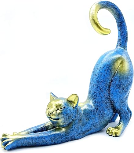 Miniatura 2 de Estatua de estiramiento de gato, escultura, regalos para amantes de los gatos, arte, oficina, decoración del hogar, accesorios de escritorio,