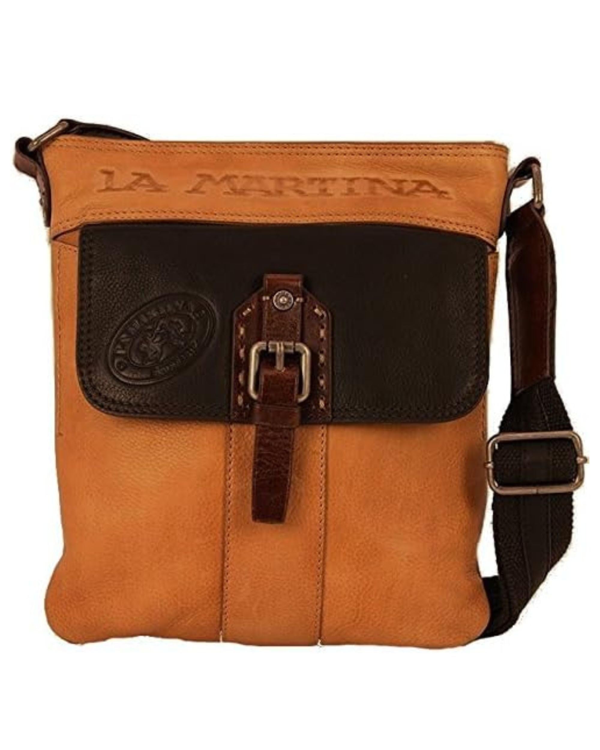 La Martina Borsello tracolla Roble Hombre Cognac borsa Uomo con rinforzi in pelle 24X28 Cm 212.007