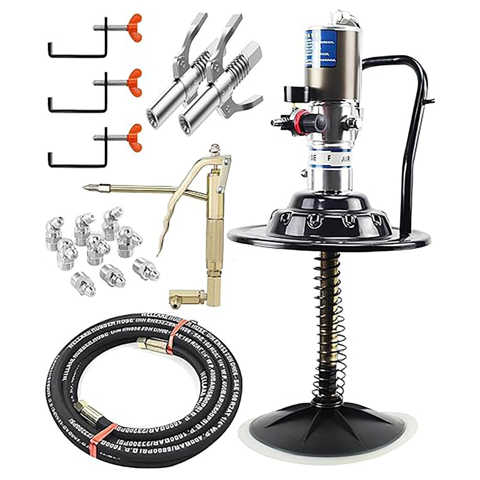 60:1 Air-Operated Grease Pump for 5 Gallon Bucket, 7000 PSI, 28.75 oz/min, Automatic Operation, Vehicle Compatible