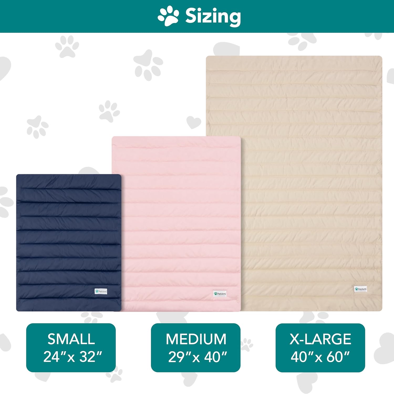 PetAmi Cooling Mat for Dog, Premium Pet Cooling Blanket for Crate Kennel, Indoor Cat Cool Sleeping Pad, Q-MAX Cold Sofa Couch Cover for Summer, Taupe/Beige, Large (40x60)