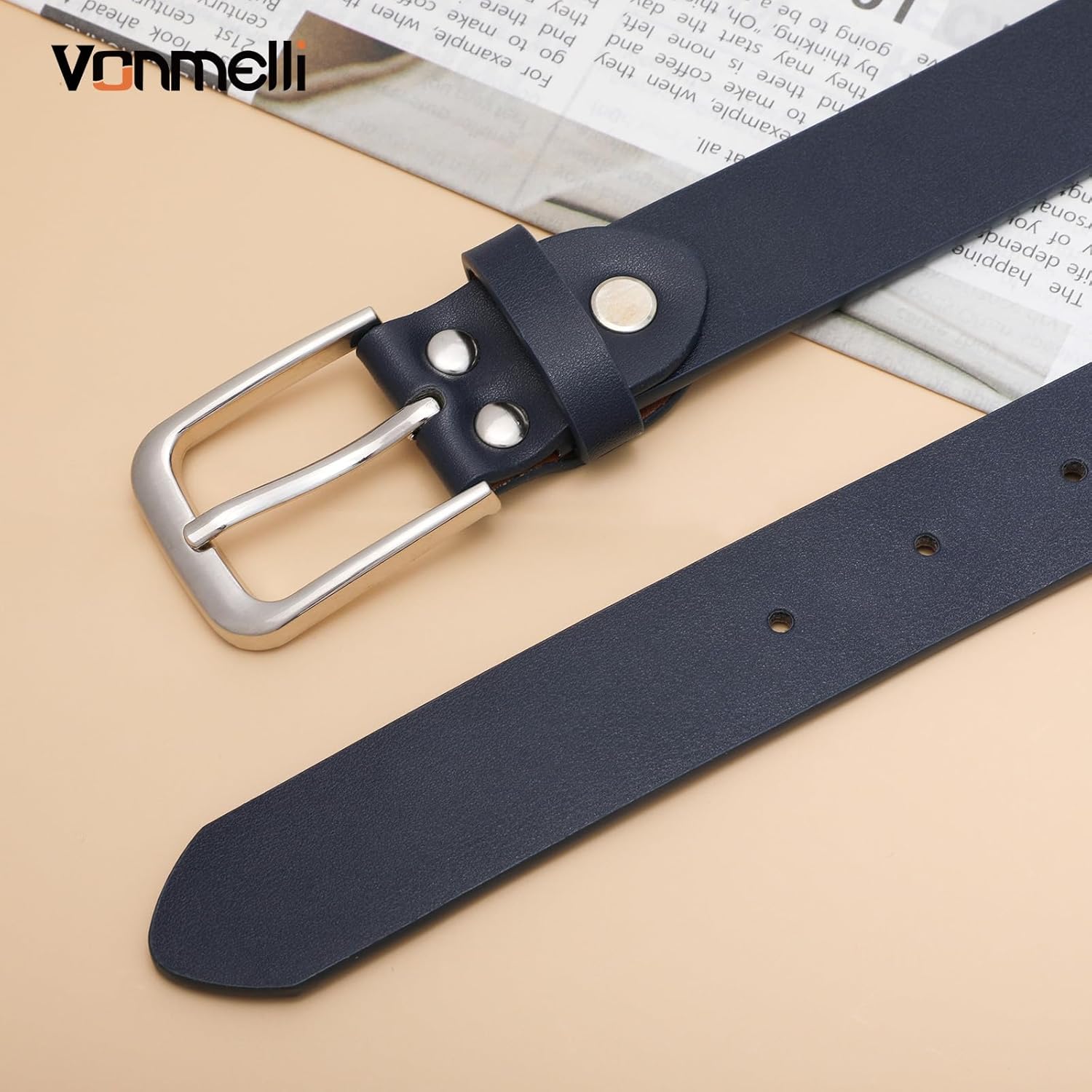 VONMELLI Women's Soft Faux Leather Belt for Jeans Pants Dress Fashion Ladies Waist Belt with Gold/Silvery Buckle - Image 2
