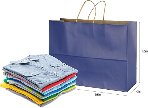 Miniatura 4 de BLEWINDZ 70 bolsas de regalo grandes de papel marrón, bolsas de papel kraft de 16 x 6 x 12 pulgadas con asas a granel, bolsas de compras para