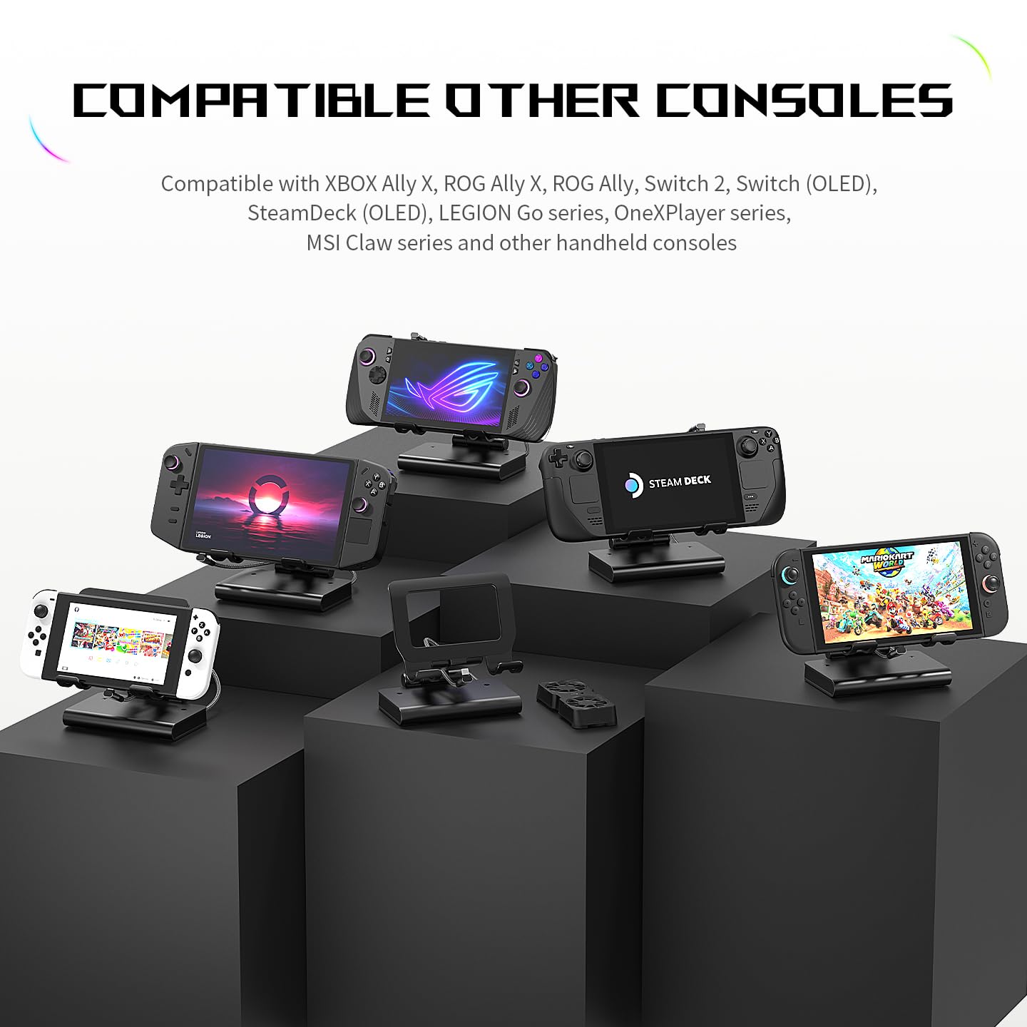 Abnehmbares magnetisches Dual-Lüfter-Kühldock und Ständer für ROG Xbox Ally X/Ally X/Ally/Switch2/Steam Deck/Legion Go/Go S, USB A Gaming Hub, HDMI 4K, 100W PD Aufladung