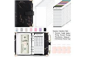 Splendid 27-Piece Marble Black Budget Binder & Envelopes