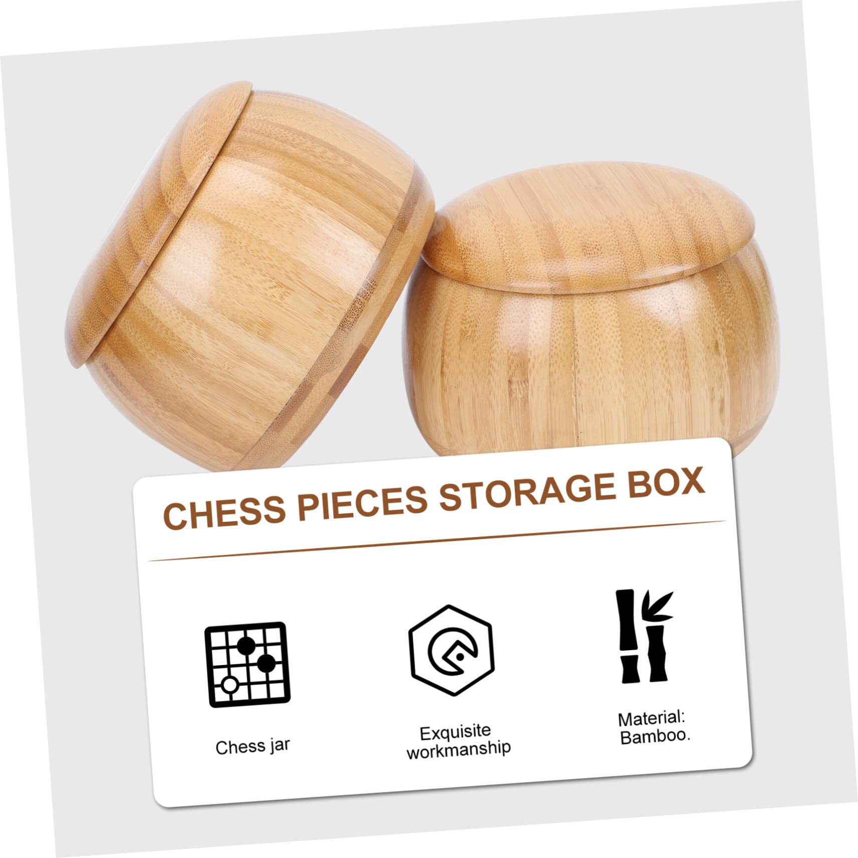 Contenedor de almacenamiento de ajedrez 1 par Go Jar Go Elementos de juego Cuenco de almacenamiento Madera caqui Backgammon Bambú Go Bowl Go Game
