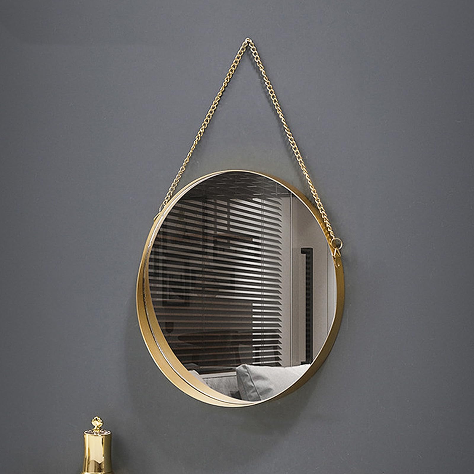 Miroir mural doré avec chaîne anti-rouille pour éviter l'usure en salle de bain et douche