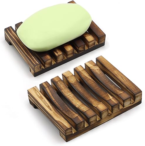 Miniatura 1 de Bandeja de jabón de madera autodrenante  Mantén tu jabón seco y libre de desorden con el soporte protector de jabón, ecológico, impermeable,