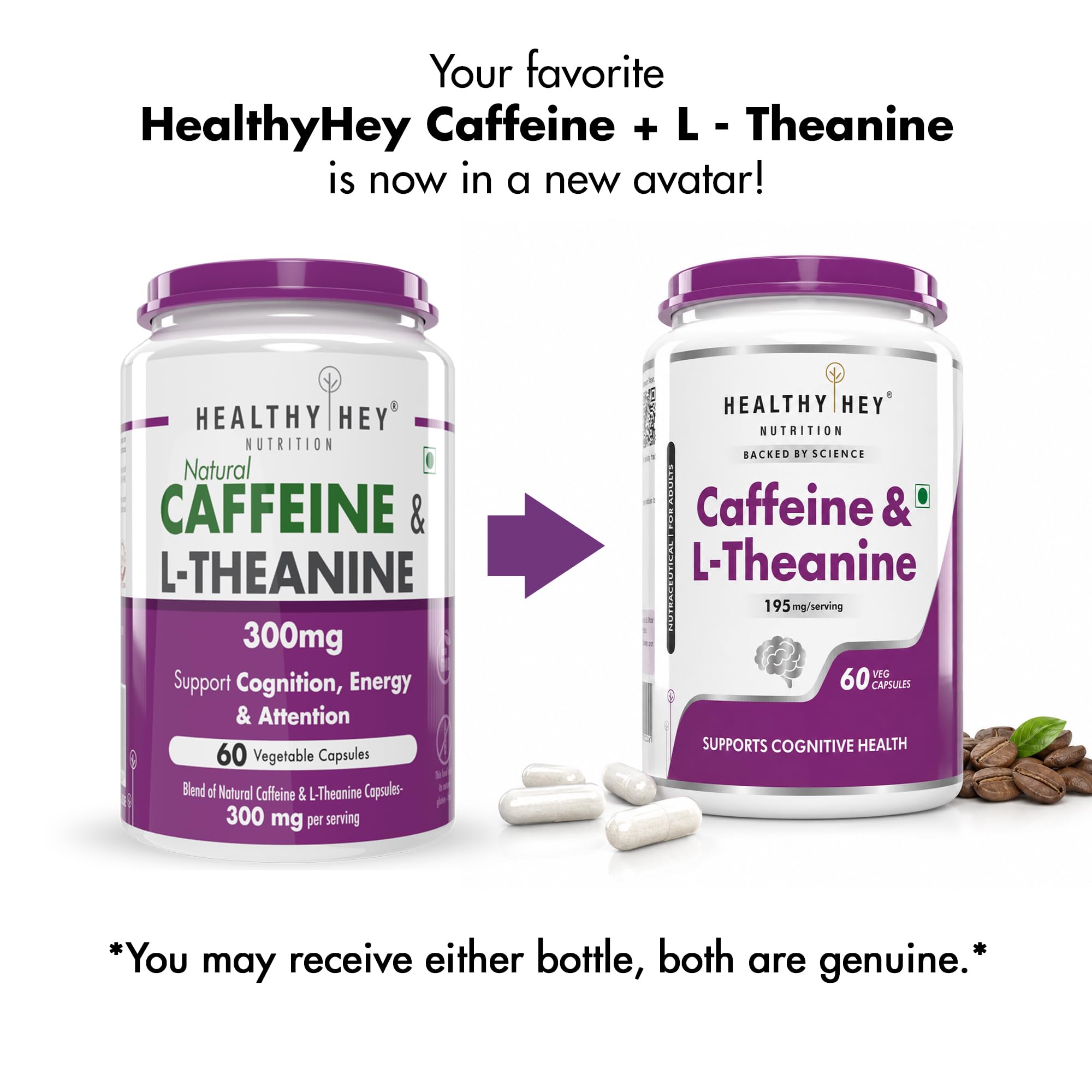HealthyHey Nutrition Natural Caffeine Plus L-Theanine-Support Energy and Focus (Pack of 60 Vegetable Capsules) 4