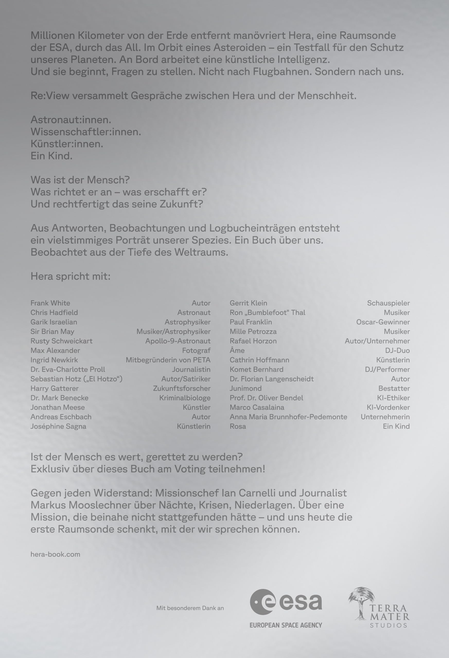 REVIEW - Wozu die Menschheit retten?: Die ESA-Raumsonde HERA im Gespräch mit der Erde: Der erste großformatige Bildband von Mensch und KI