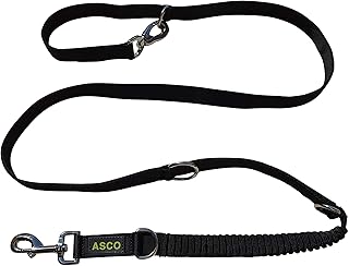 ASCO Hundeleine mit Ruckdämpfer, robuste Trainingsleine verstellbar in 4 Längen, Premium Führleine auch für große Hunde, 100-200 cm in Neonfarben (Schwarz)