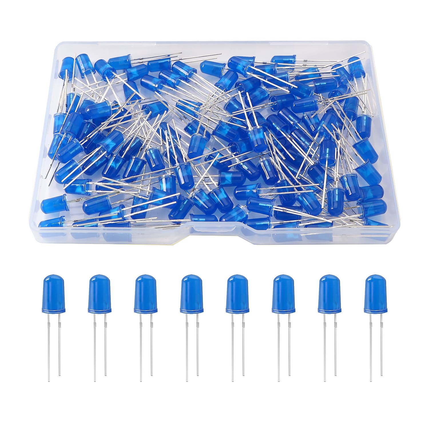 YIXISI 100 Pezzi 5mm LED Diodo Emettitore di Luce Blu, Testa Rotonda 2 Pin