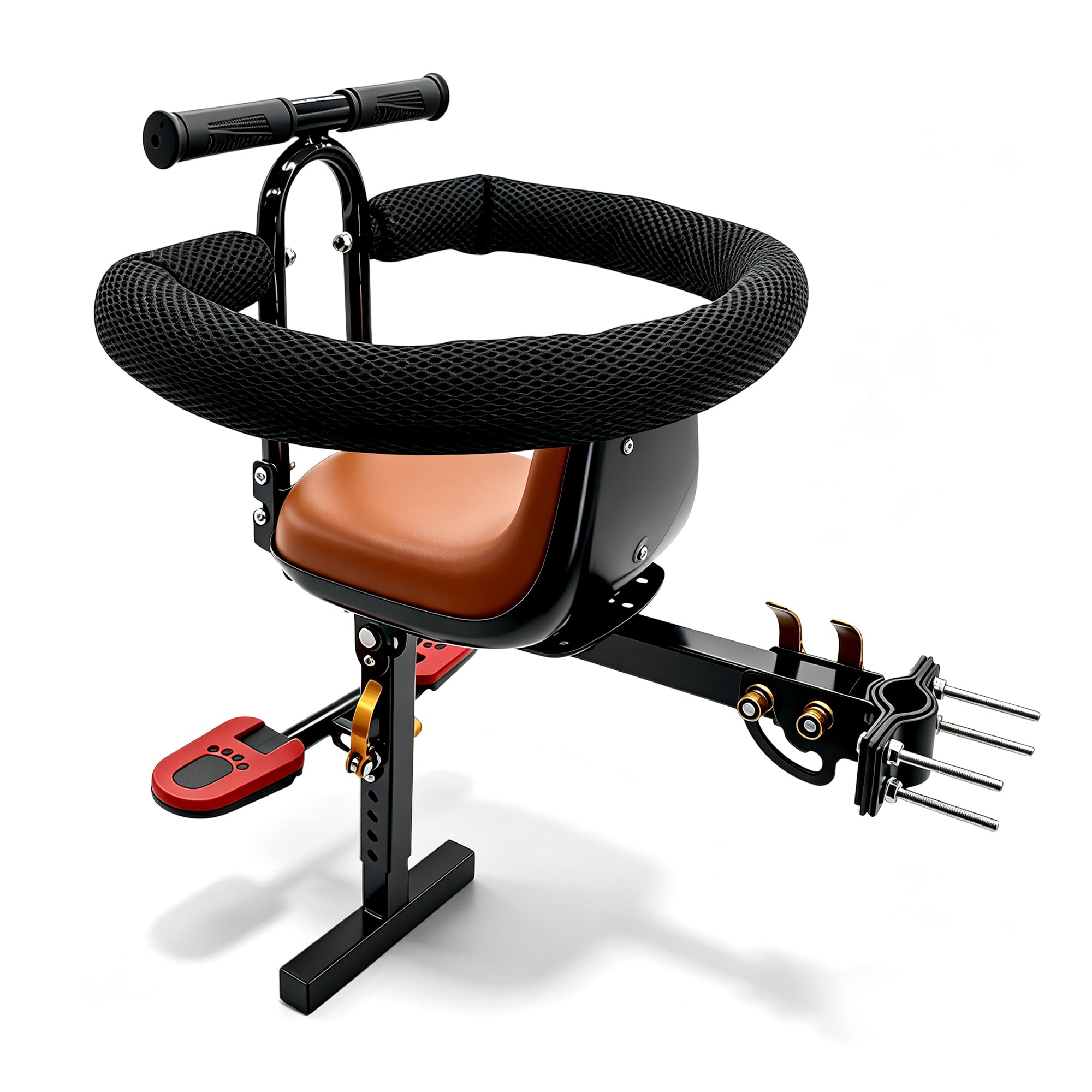 Siège Enfant Avant pour Scooter Électrique et Trottinette Électrique, Pliable & Démontage Rapide, Repose-Pieds Réglables 6 Positions, Barrière de Protection 360°, Siège Bébé Universel 2-6 Ans