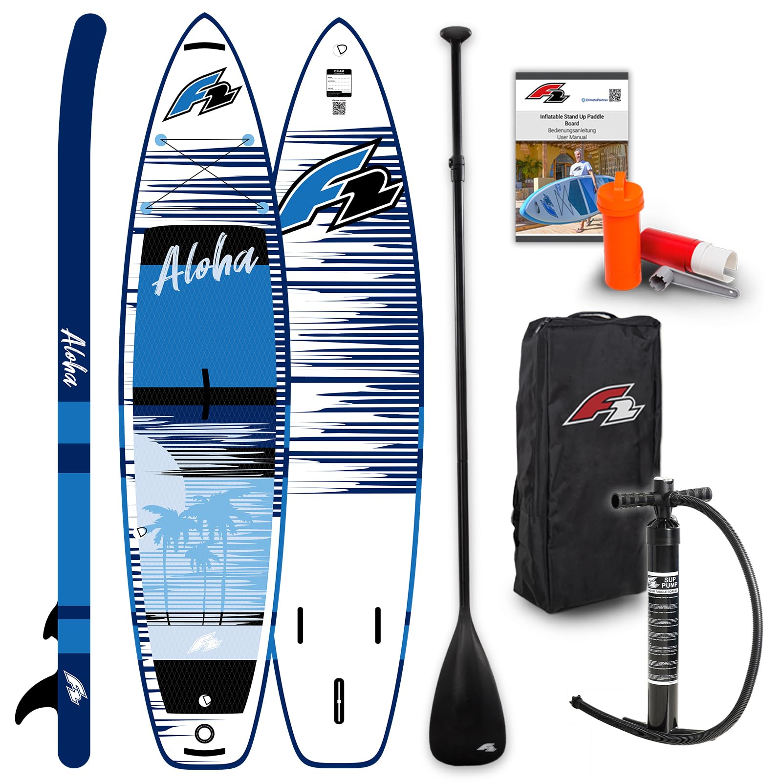 F2 SUP Stand Up Paddle Board Aloha 10'5''/11'4"/12'2" Größe wählbar Blau