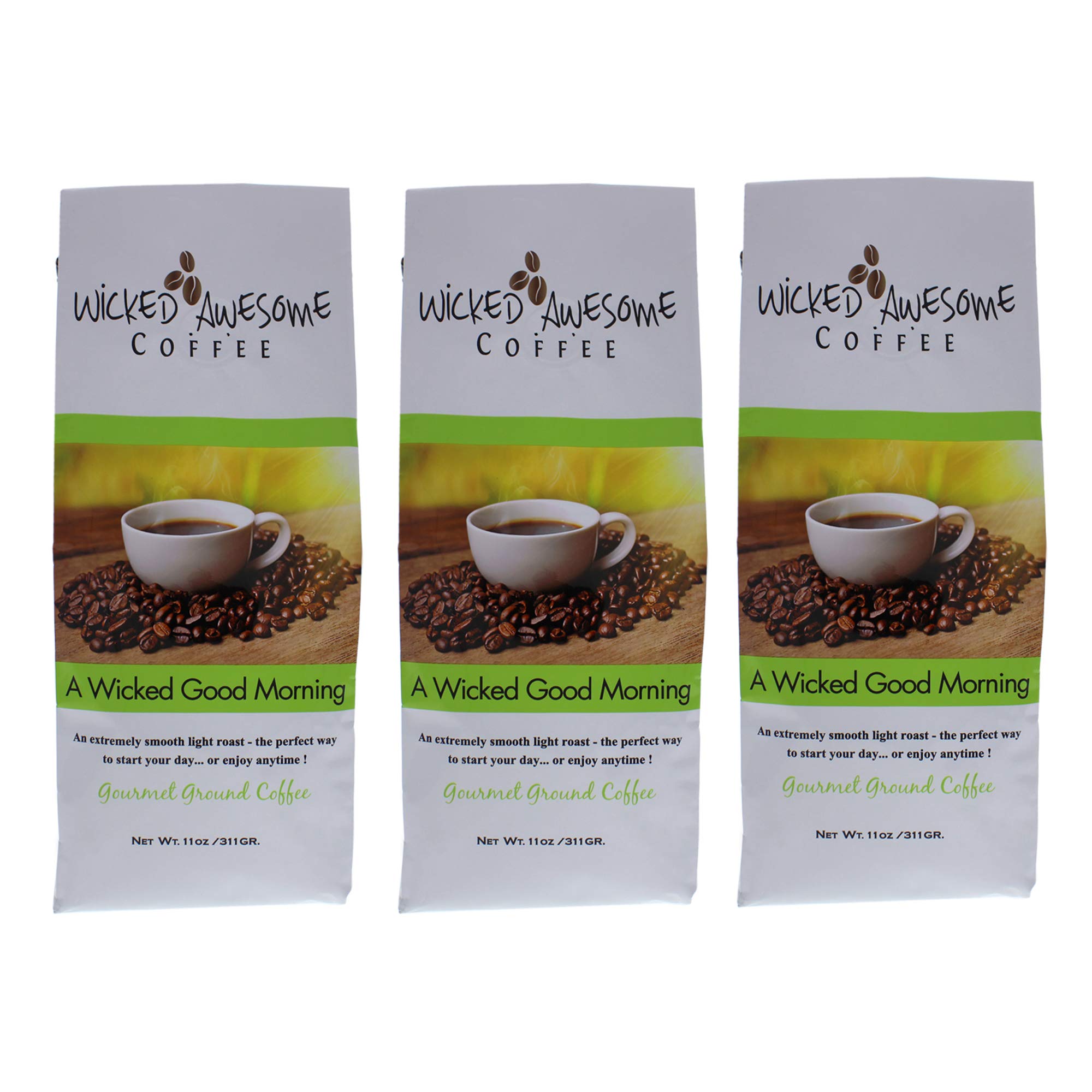A Wicked Good Morning Ground Coffee by Bostons Best for Unise, - 11 oz Coffee - Pack of 3