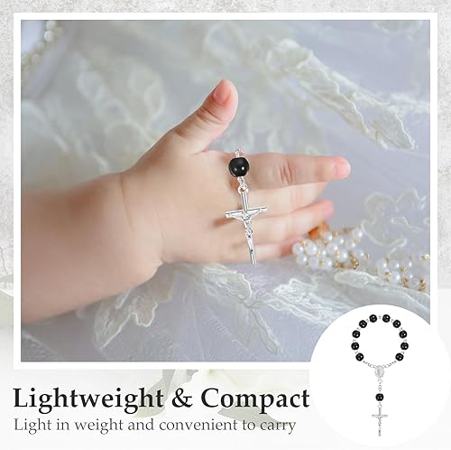 Miniatura 4 de 30 cuentas de rosario de bautismo, rosario de bautismo, rosario católico, perlas de imitación con bolsas de organza para bautizo, boda, primera