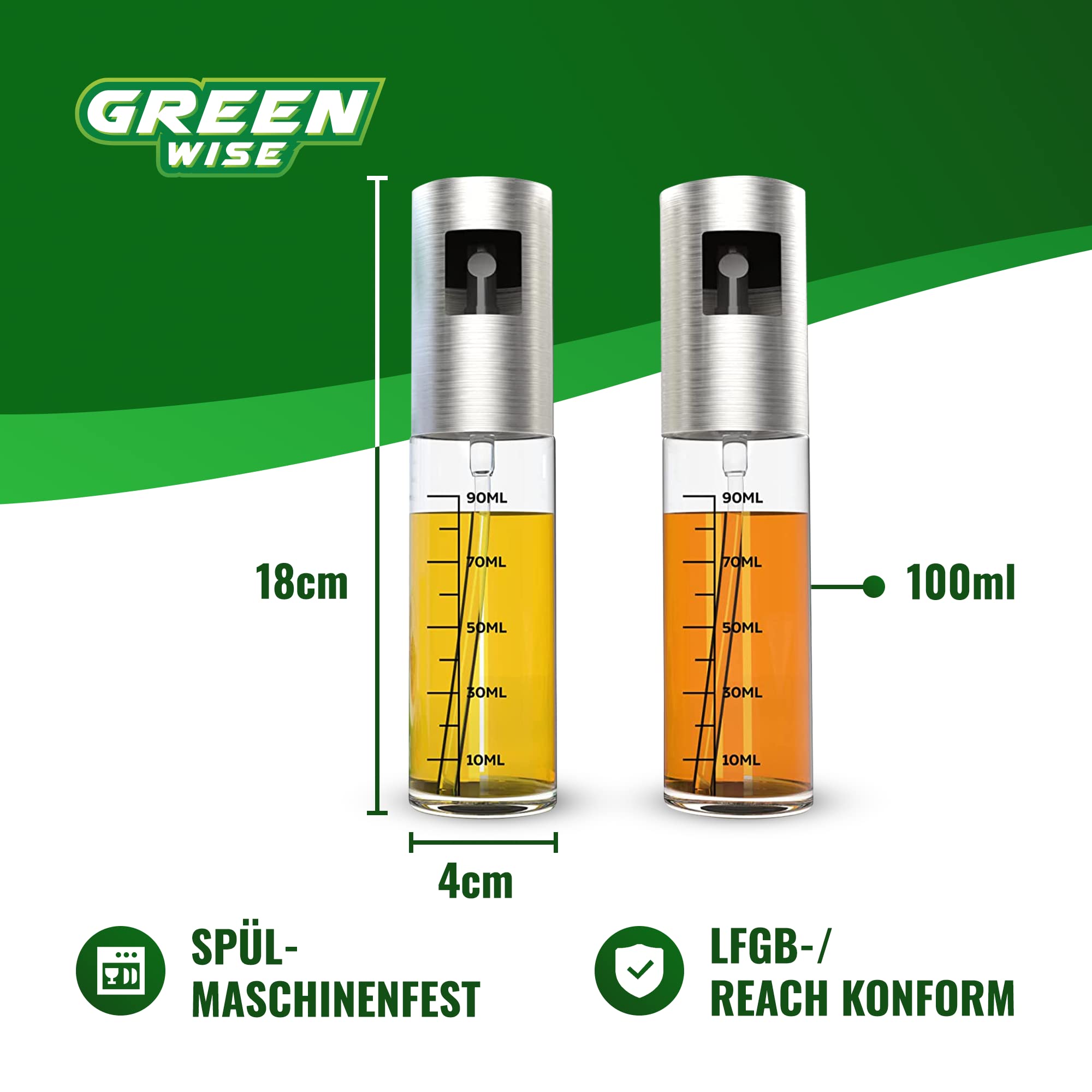 Spruzzatori Olio E Aceto 2x100ml - Vetro, Testina Inox, Nebulizzazione Fine, Per Cucina - Foto 3